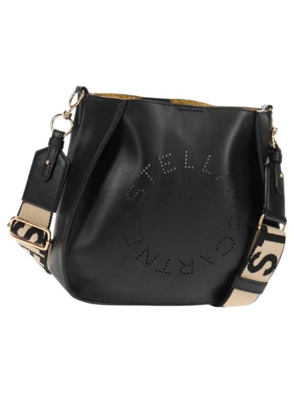 Authentic Stella MacCartney Shoulder Bag polyester Black Gold 700073